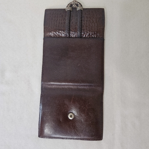 Brighton Richmond Small Tri-Fold Croc Embossed Leather Wallet in Dark Brown - Picture 9 of 9